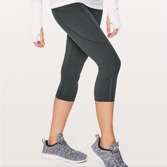 Lululemon fast and free crop II leggings nulux 19" army green - Picture 2 of 12